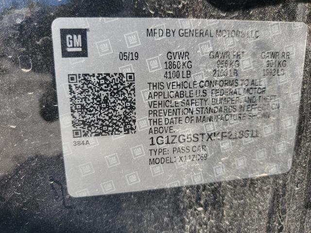 1G1ZG5STXKF218611 - 2019 CHEVROLET MALIBU RS BLACK photo 13