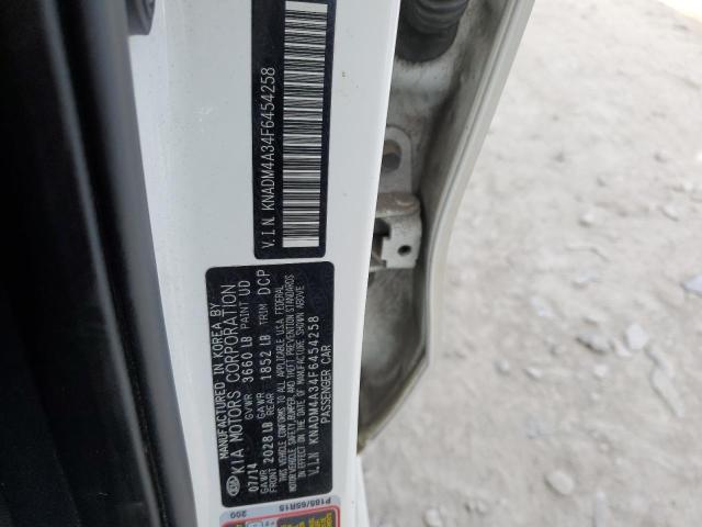 KNADM4A34F6454258 - 2015 KIA RIO LX WHITE photo 12