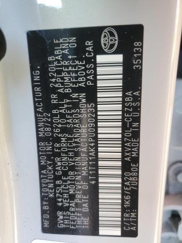 4T1T11AK4PU090235 - 2023 TOYOTA CAMRY SE NIGHT SHADE WHITE photo 13