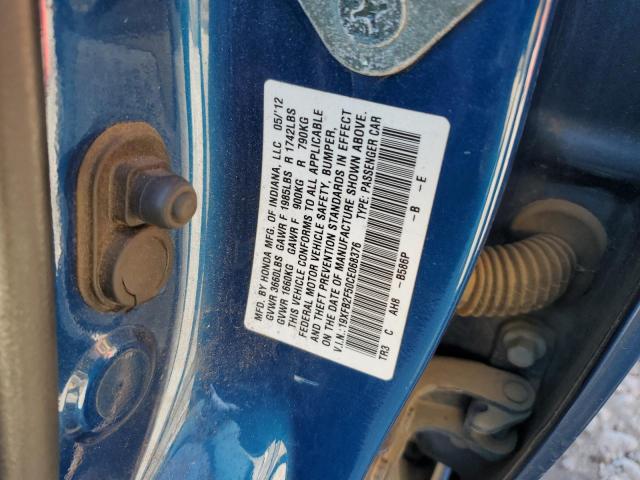 19XFB2F50CE068376 - 2012 HONDA CIVIC LX BLUE photo 12