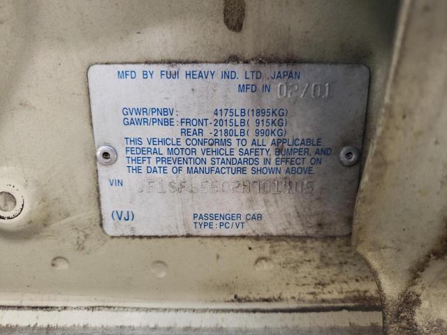 JF1SF65502H701405 - 2002 SUBARU FORESTER S კრემისფერი ფოტო 13