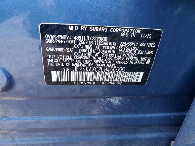 JF2SKAXC2LH456596 - 2020 SUBARU FORESTER TOURING 蓝色 照片 12