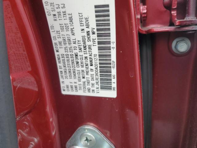 JHLRE3H30AC011270 - 2010 HONDA CR-V LX RED photo 13