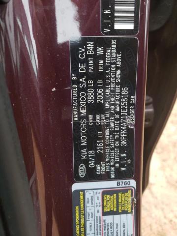 3KPFK4A71JE258186 - 2018 KIA FORTE LX MAROON photo 13