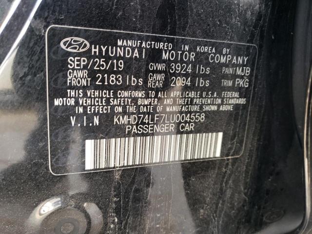 KMHD74LF7LU004558 - 2020 HYUNDAI ELANTRA SE BLACK photo 12