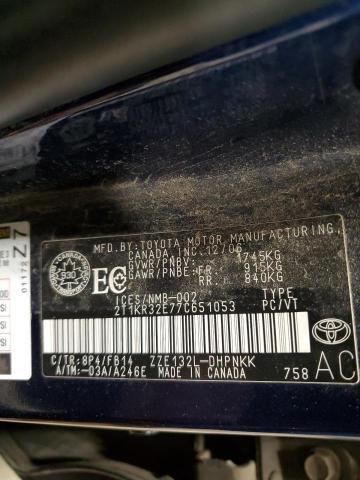 2T1KR32E77C651053 - 2007 TOYOTA COROLLA MA XR BLUE photo 14