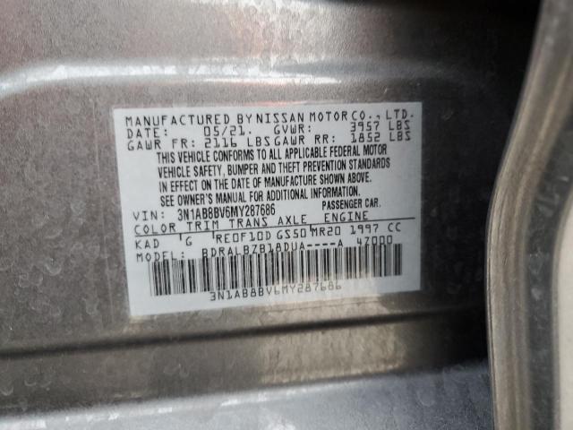 3N1AB8BV6MY287686 - 2021 NISSAN SENTRA S GRAY photo 12