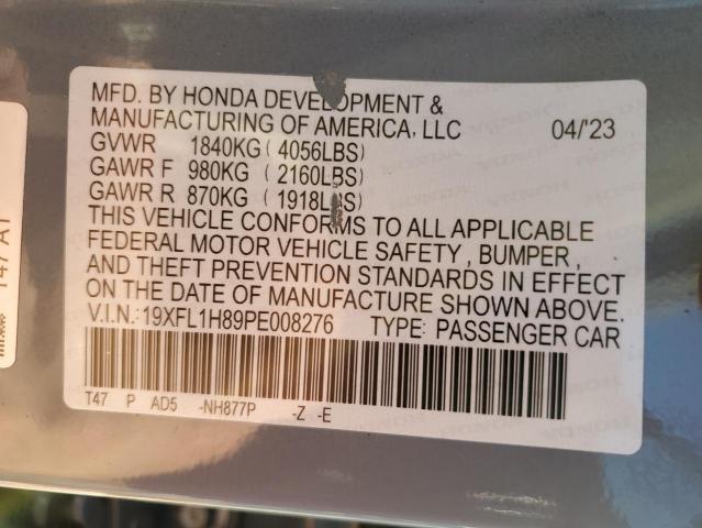 19XFL1H89PE008276 - 2023 HONDA CIVIC SPORT TOURING ლურჯი ფოტო 13