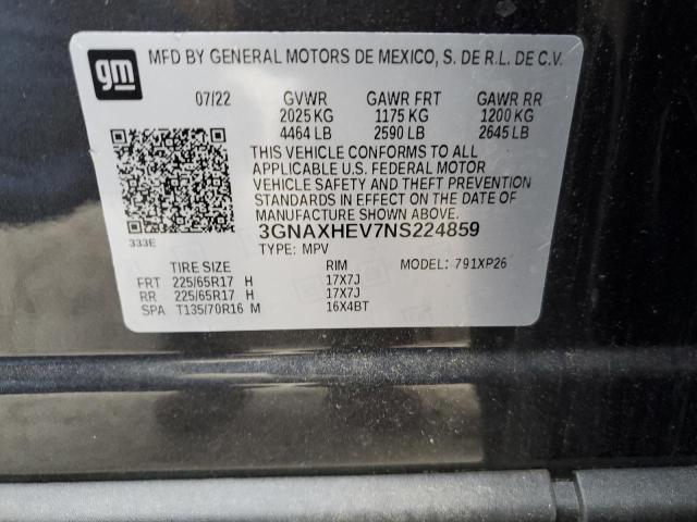 3GNAXHEV7NS224859 - 2022 CHEVROLET EQUINOX LS GRAY photo 12