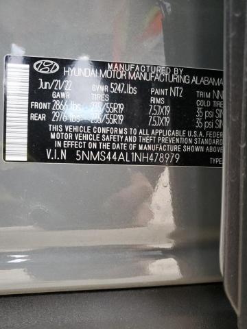 5NMS44AL1NH478979 - 2022 HYUNDAI SANTA FE LIMITED GRAY photo 13