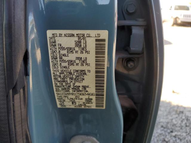 5N1ED28Y01C582466 - 2001 NISSAN XTERRA XE BLUE photo 12