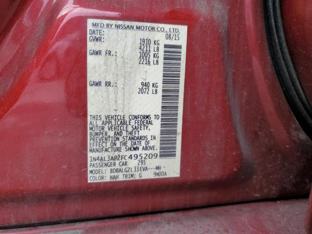 1N4AL3AP2FC495209 - 2015 NISSAN ALTIMA 2.5 RED photo 12