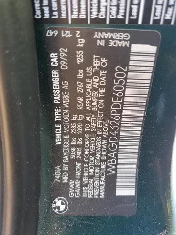 WBAGD4326PDE60502 - 1993 BMW 740I I AUTOMATIC GREEN photo 12