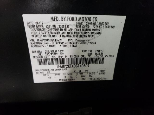 1FAHP2KTXDG140609 - 2013 FORD TAURUS SHO BLACK photo 12