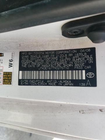 JTKDE167790275710 - 2009 TOYOTA SCION TC 白色 照片 12