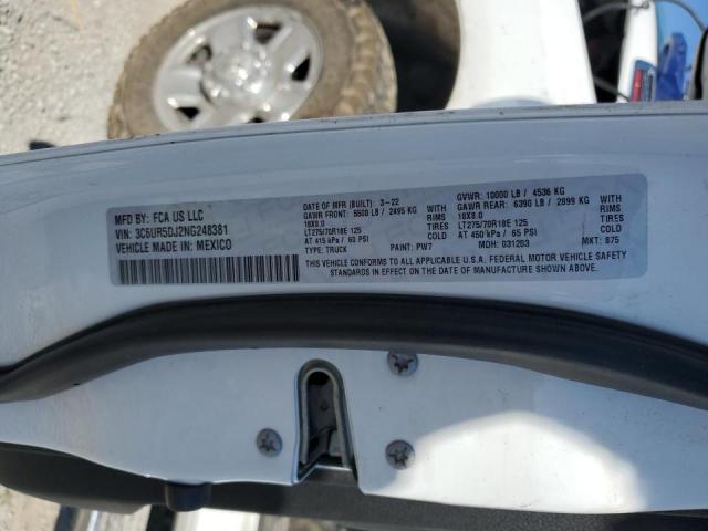 3C6UR5DJ2NG248381 - 2022 RAM 2500 BIG HORN/LONE STAR WHITE photo 12