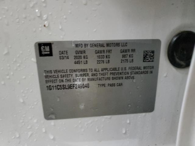 1G11C5SL9EF249040 - 2014 CHEVROLET MALIBU 1LT 白色 照片 12