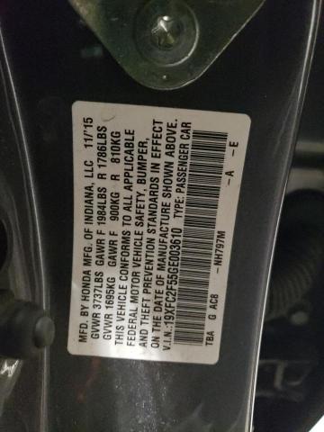 19XFC2F55GE003610 - 2016 HONDA CIVIC LX GRAY photo 12