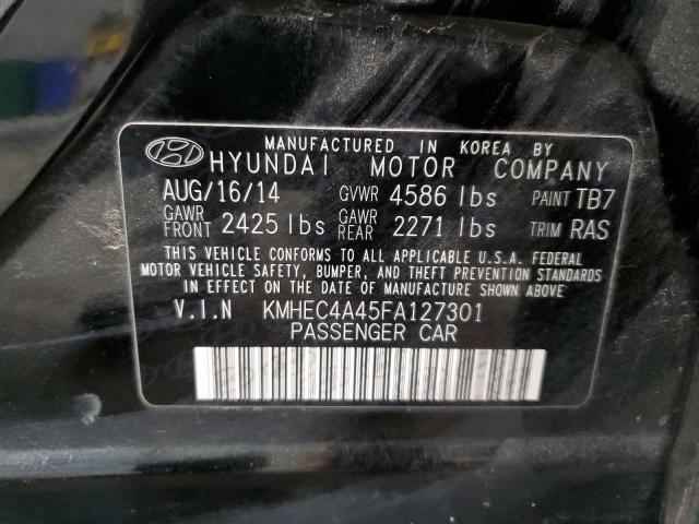 KMHEC4A45FA127301 - 2015 HYUNDAI SONATA HYBRID BLACK photo 12