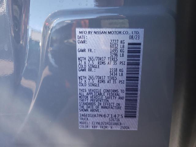 1N6ED1EK7PN671475 - 2023 NISSAN FRONTIER S GRAY photo 12