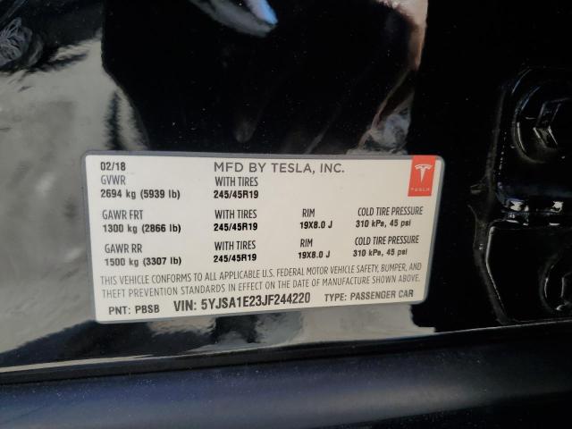 5YJSA1E23JF244220 - 2018 TESLA MODEL S BLACK photo 13