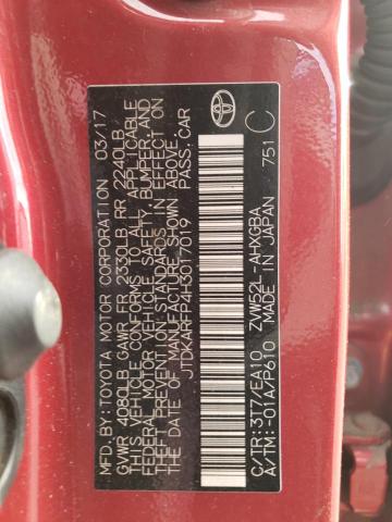 JTDKARFP4H3017019 - 2017 TOYOTA PRIUS PRIM RED photo 13