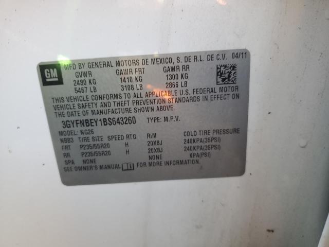 3GYFNBEY1BS643260 - 2011 CADILLAC SRX PERFORMANCE COLLECTION Ақ фото 13