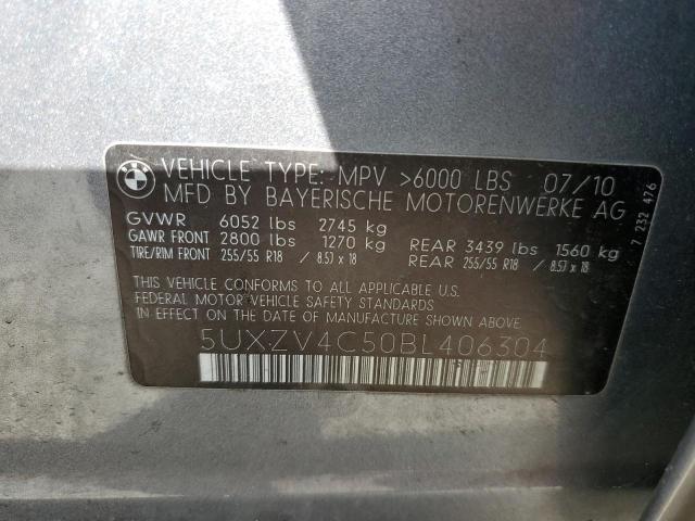 5UXZV4C50BL406304 - 2011 BMW X5 XDRIVE35I GRAY photo 12