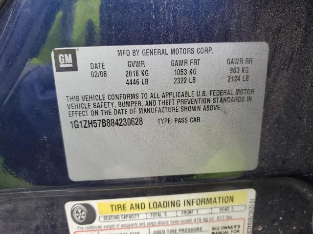 1G1ZH57B884230628 - 2008 CHEVROLET MALIBU 1LT BLUE photo 12