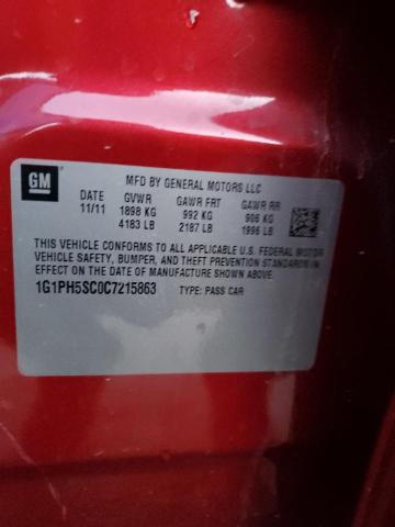 1G1PH5SC0C7215863 - 2012 CHEVROLET CRUZE LTZ RED photo 12