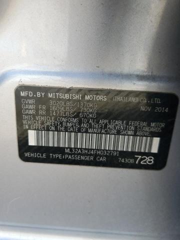 ML32A3HJ4FH032791 - 2015 MITSUBISHI MIRAGE DE SILVER photo 12