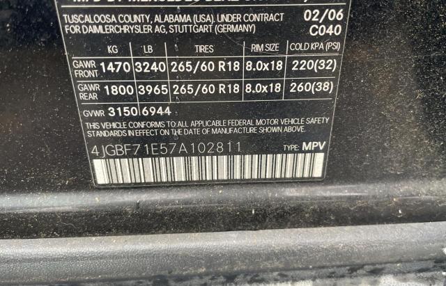 4JGBF71E57A102811 - 2007 MERCEDES-BENZ GL 450 4MATIC BLACK photo 10
