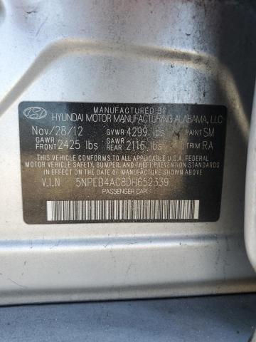 5NPEB4AC8DH652339 - 2013 HYUNDAI SONATA GLS SILVER photo 13