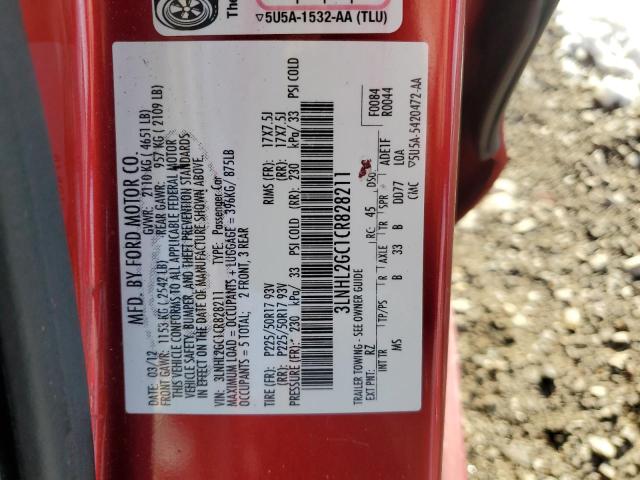 3LNHL2GC1CR828211 - 2012 LINCOLN MKZ RED photo 12