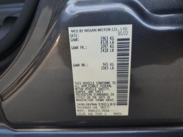 1N4BL4BV9NN390189 - 2022 NISSAN ALTIMA S GRAY photo 13