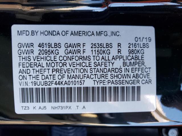19UUB2F44KA010157 - 2019 ACURA TLX TECHNOLOGY BLACK photo 12