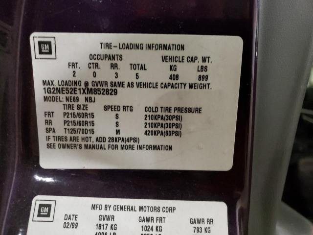 1G2NE52E1XM852829 - 1999 PONTIAC GRAND AM SE PURPLE photo 12