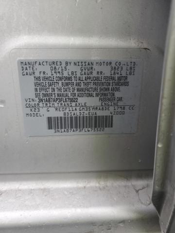 3N1AB7AP3FL675522 - 2015 NISSAN SENTRA S SILVER photo 12