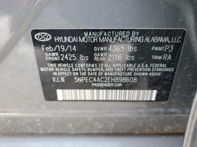 5NPEC4AC2EH898608 - 2014 HYUNDAI SONATA SE GRAY photo 13