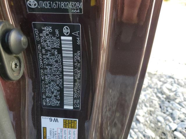 JTKDE167180243284 - 2008 TOYOTA SCION TC 栗色 照片 12