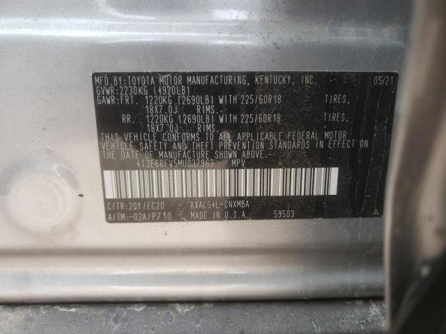 4T3E6RFV5MU037963 - 2021 TOYOTA RAV4 XSE SILVER photo 13