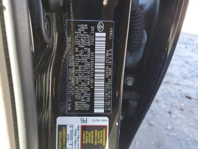 4T1BF1FK3CU583520 - 2012 TOYOTA CAMRY BASE BLACK photo 12