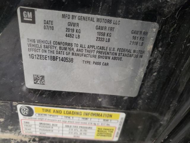 1G1ZE5E18BF140538 - 2011 CHEVROLET MALIBU LTZ შავი ფოტო 12