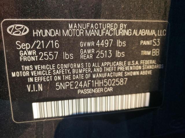 5NPE24AF1HH502587 - 2017 HYUNDAI SONATA SE BLACK photo 12