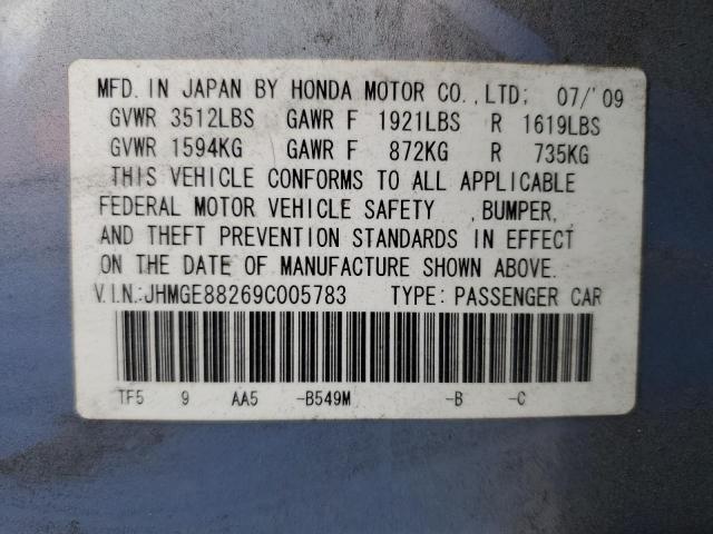 JHMGE88269C005783 - 2009 HONDA FIT BLUE photo 13