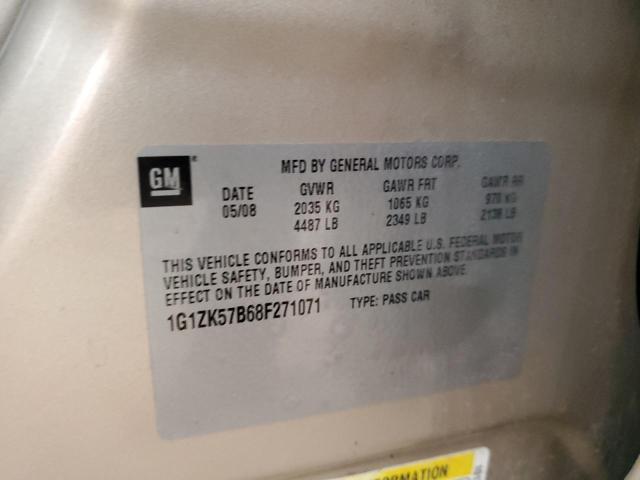 1G1ZK57B68F271071 - 2008 CHEVROLET MALIBU LTZ თაფლისფერი ფოტო 12