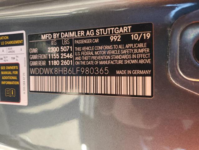 WDDWK8HB6LF980365 - 2020 MERCEDES-BENZ C 63 AMG-S GRAY photo 12