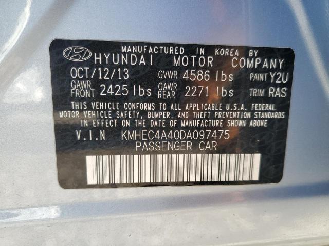 KMHEC4A40DA097475 - 2013 HYUNDAI SONATA HYBRID BLUE photo 12