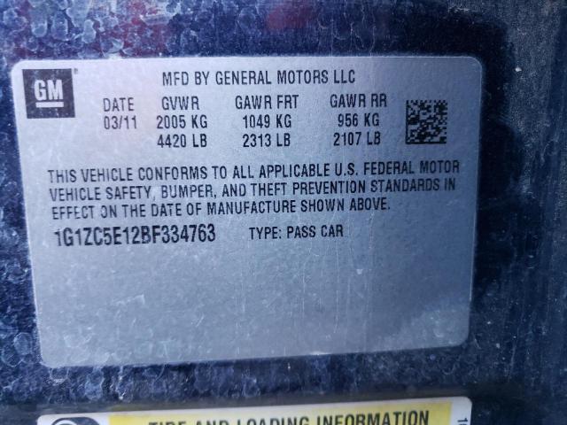 1G1ZC5E12BF334763 - 2011 CHEVROLET MALIBU 1LT Mavi foto 12