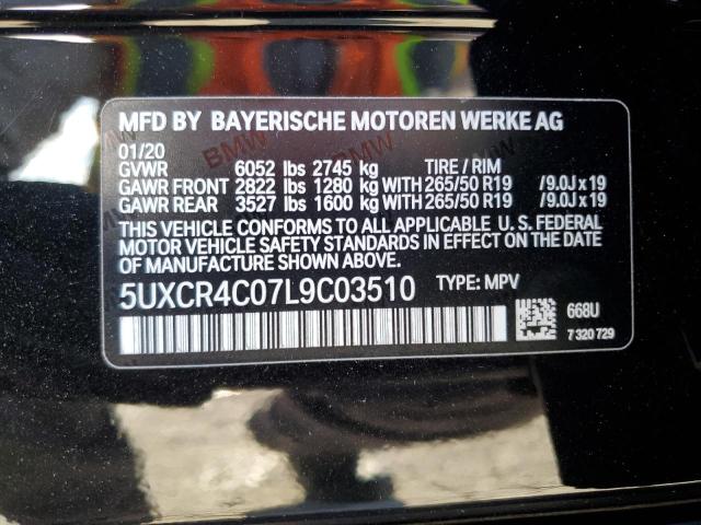 5UXCR4C07L9C03510 - 2020 BMW X5 SDRIVE 40I BLACK photo 14